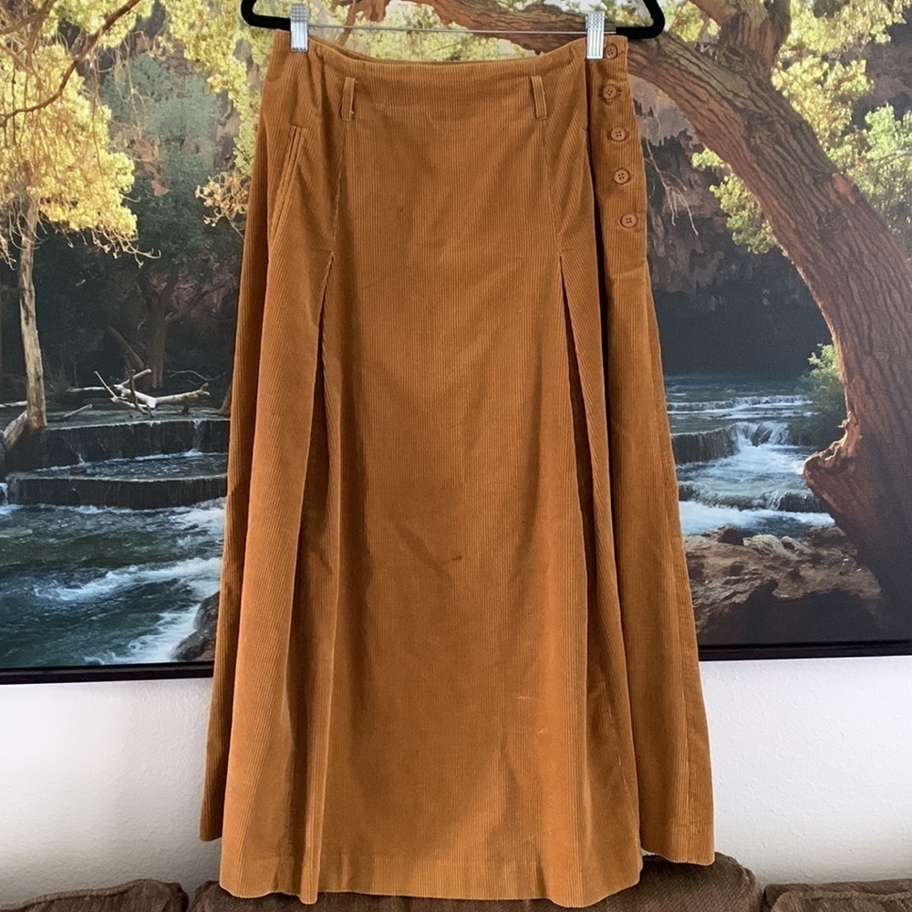 VINTAGE Corduroy Herman Geist Maxi Length Brown Skirt